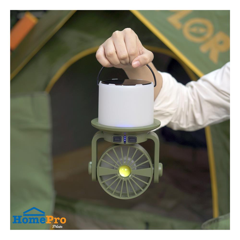 ไฟ LED แคมป์ปิ้งโซลาร์พร้อมพัดลม WORTH FL2526 190 ลูเมน DAYLIGHT