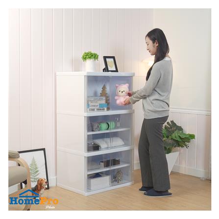 ตู้บานเปิด 3 ชั้น STACKO NOBI 70x50x122ซม. สีขาว/ใส_4