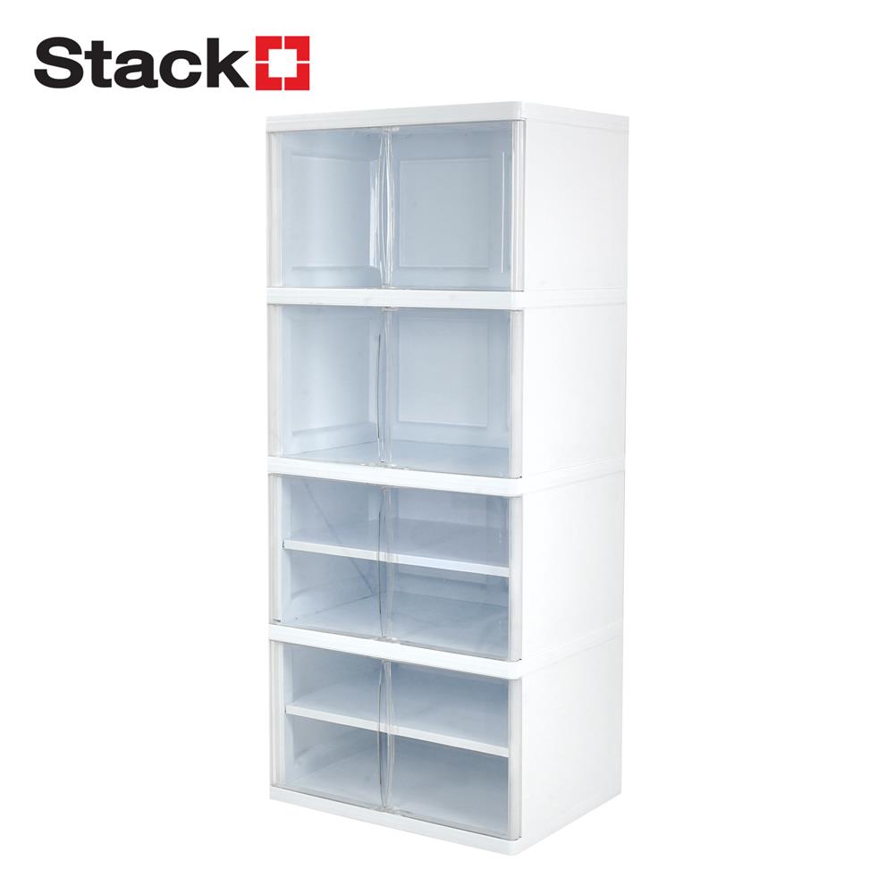 ตู้บานเปิด 4 ชั้น STACKO NOBI 70x50x162 ซม. สีขาว/ใส_0
