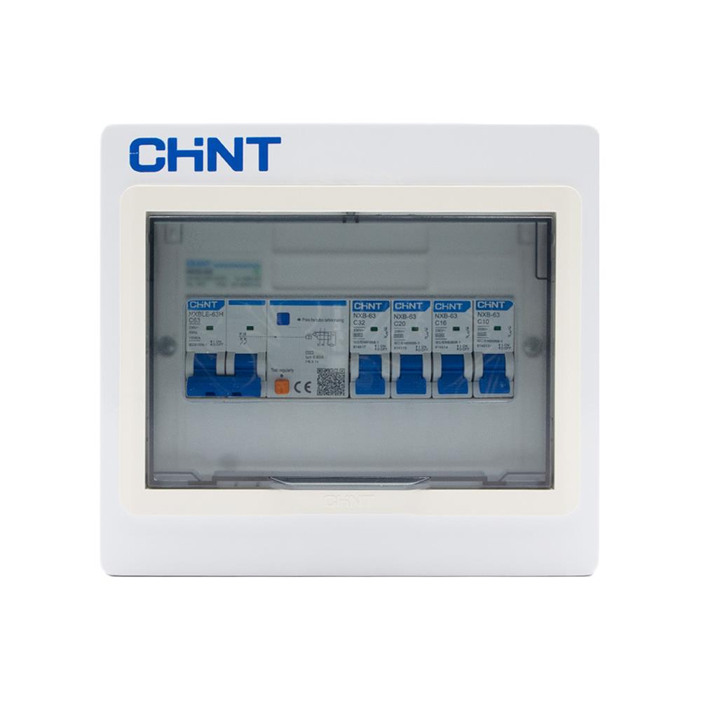 ชุดตู้คอนซูมเมอร์ยูนิต 4 ช่อง พร้อม เมน RCBO 50A และเบรกเกอร์ลูกย่อย CHINT