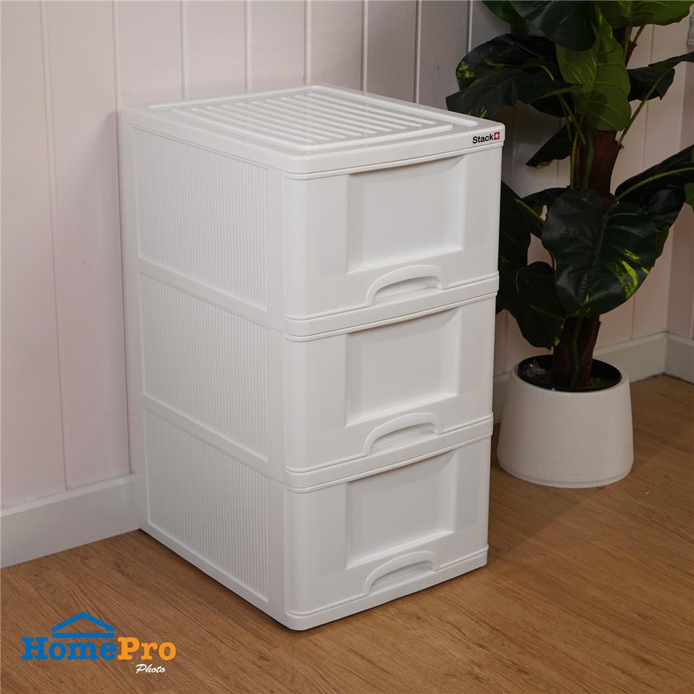 ตู้ลิ้นชัก 3 ชั้น STACKO MARU 41.8x50.9x77 ซม. สีขาว
