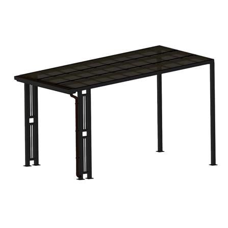 โรงจอดรถสำเร็จรูป หลังคาโพลีคาร์บอเนตแบบตัน มีรางน...