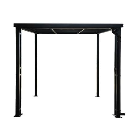 โรงจอดรถสำเร็จรูป หลังคาโพลีคาร์บอเนตแบบตัน มีรางน้ำฝน เสาตกแต่ง SUNSHIELD 3x5 เมตร สีเทา_1