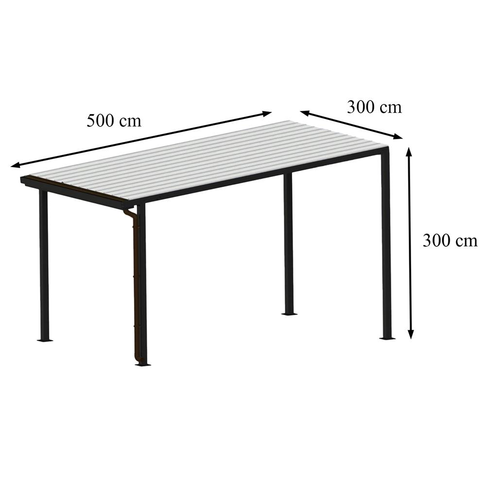 โรงจอดรถสำเร็จรูป หลังคาไวนิล มีรางน้ำฝน เสาธรรมดา SUNSHIELD 3x5 เมตร