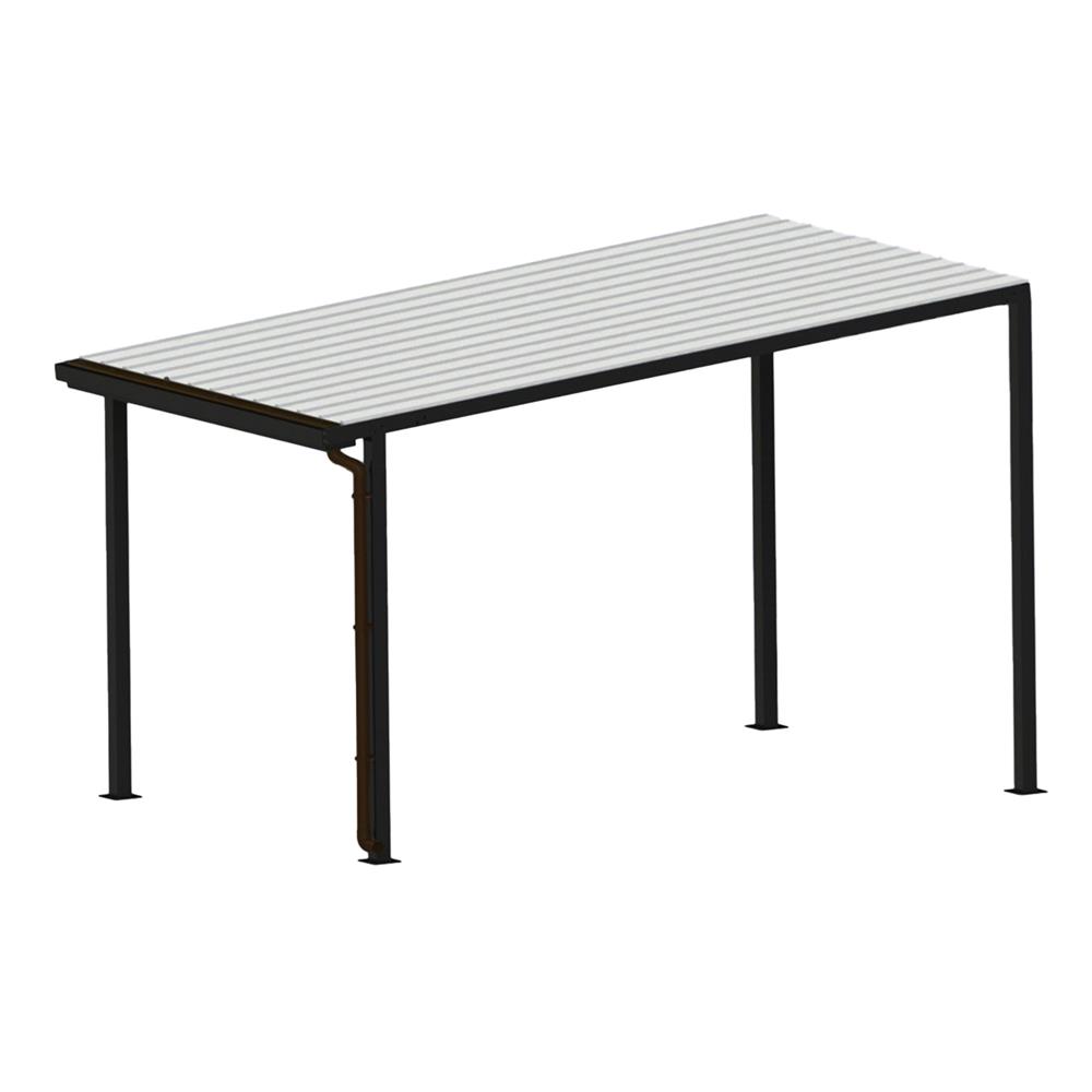 โรงจอดรถสำเร็จรูป หลังคาไวนิล มีรางน้ำฝน เสาธรรมดา SUNSHIELD 3x5 เมตร