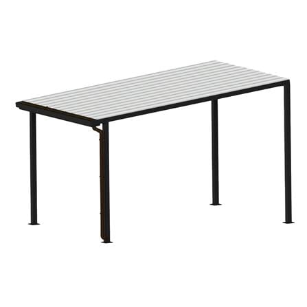 โรงจอดรถสำเร็จรูป หลังคาไวนิล มีรางน้ำฝน เสาธรรมดา SUNSHIELD 3x5 เมตร_0