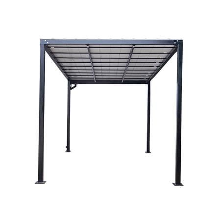 โรงจอดรถสำเร็จรูป หลังคาไวนิล มีรางน้ำฝน เสาธรรมดา SUNSHIELD 3x5 เมตร_1