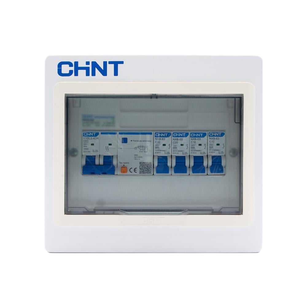 ชุดตู้คอนซูมเมอร์ยูนิต 4 ช่อง พร้อม เมน RCBO 32A และเบรกเกอร์ลูกย่อย CHINT