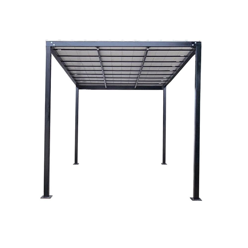 โรงจอดรถสำเร็จรูป หลังคาไวนิล ไม่มีรางน้ำฝน เสาธรรมดา SUNSHIELD 3x5 เมตร