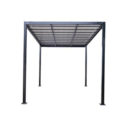 โรงจอดรถสำเร็จรูป หลังคาไวนิล ไม่มีรางน้ำฝน เสาธรรมดา SUNSHIELD 3x5 เมตร_1