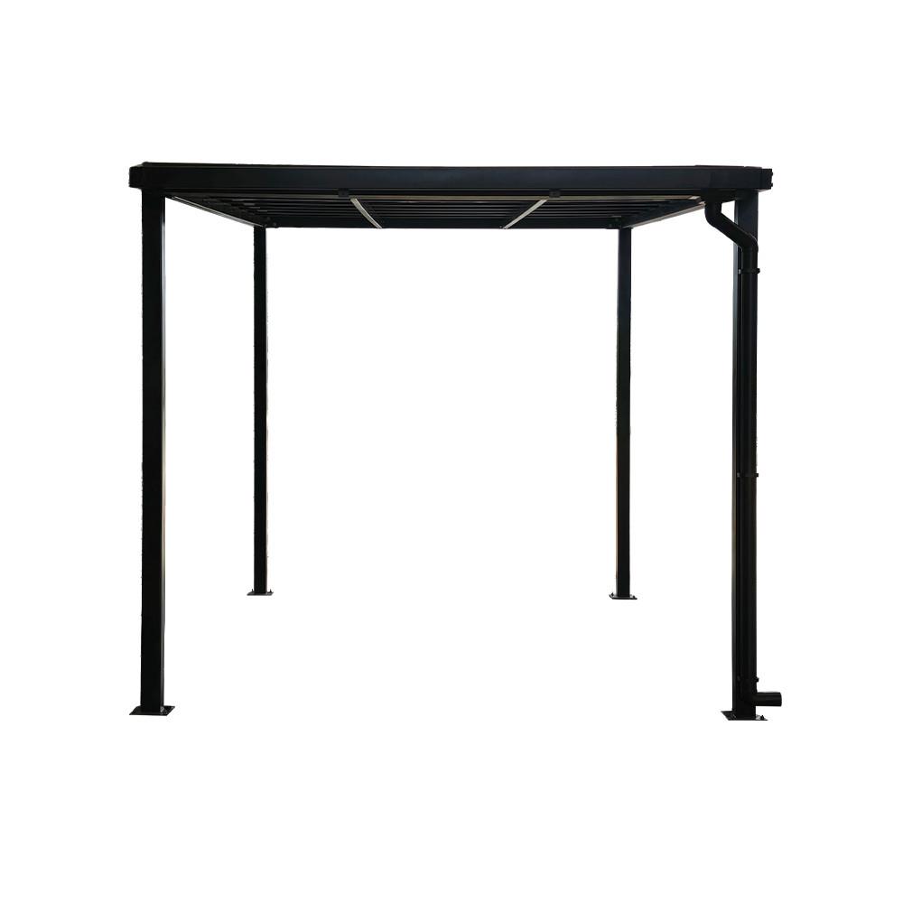 โรงจอดรถสำเร็จรูป หลังคาโพลีคาร์บอเนตแบบตัน มีรางน้ำฝน เสาธรรมดา SUNSHIELD 3x5 เมตร สีใส