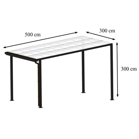 โรงจอดรถสำเร็จรูป หลังคาโพลีคาร์บอเนตแบบตัน มีรางน้ำฝน เสาธรรมดา SUNSHIELD 3x5 เมตร สีใส_6