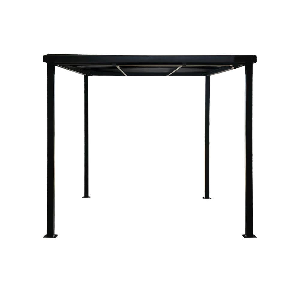 โรงจอดรถสำเร็จรูป หลังคาโพลีคาร์บอเนตแบบตัน ไม่มีรางน้ำฝน เสาธรรมดา SUNSHIELD 3x5 เมตร สีใส