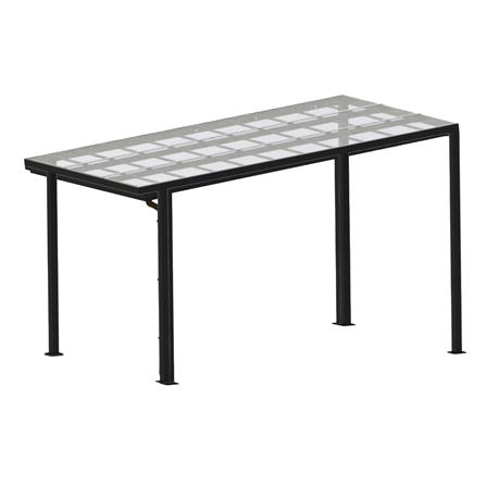 โรงจอดรถสำเร็จรูป หลังคาโพลีคาร์บอเนตแบบตัน ไม่มีรางน้ำฝน เสาธรรมดา SUNSHIELD 3x5 เมตร สีใส