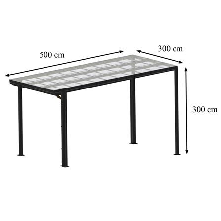 โรงจอดรถสำเร็จรูป หลังคาโพลีคาร์บอเนตแบบตัน ไม่มีรางน้ำฝน เสาธรรมดา SUNSHIELD 3x5 เมตร สีใส_6