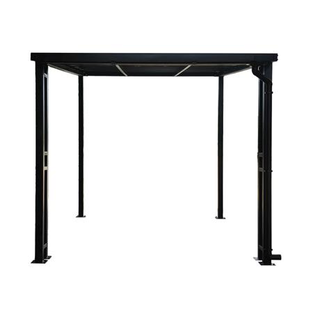 โรงจอดรถสำเร็จรูป หลังคาโพลีคาร์บอเนตแบบตัน มีรางน้ำฝน เสาตกแต่ง SUNSHIELD 3x5 เมตร สีน้ำตาล_1