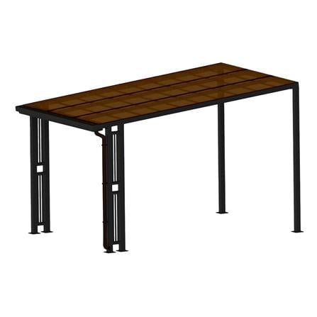 โรงจอดรถสำเร็จรูป หลังคาโพลีคาร์บอเนตแบบตัน มีรางน...