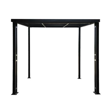 โรงจอดรถสำเร็จรูป หลังคาโพลีคาร์บอเนตแบบตัน ไม่มีรางน้ำฝน เสาตกแต่ง SUNSHIELD 3x5 เมตร สีใส_2