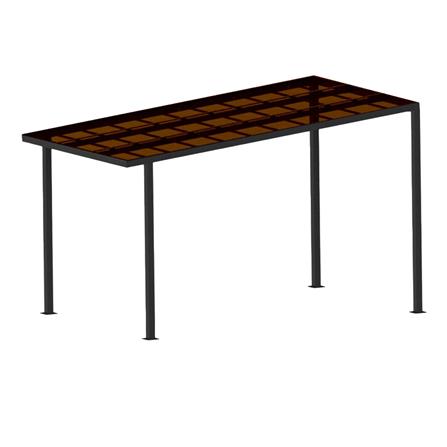 โรงจอดรถสำเร็จรูป หลังคาโพลีคาร์บอเนตแบบตัน ไม่มีรางน้ำฝน เสาธรรมดา SUNSHIELD 3x5 เมตร สีน้ำตาล_0