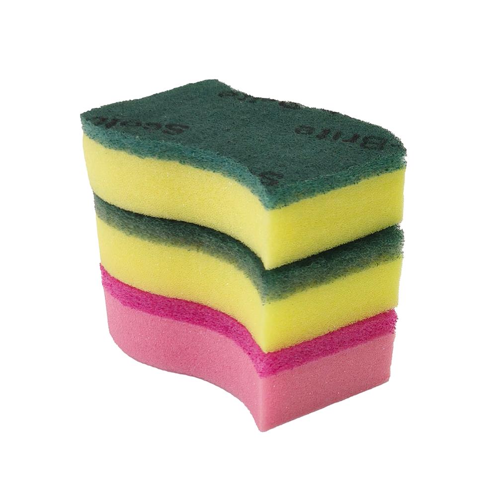 แผ่นใยขัดพร้อมฟองน้ำ SCOTCH-BRITE แอนตี้แบคทีเรีย (แพ็ก 3 ชิ้น)