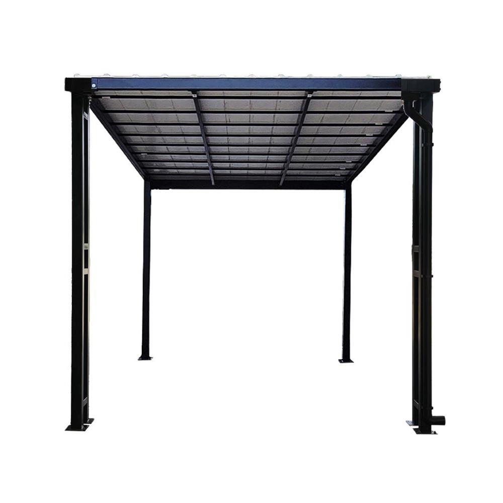 โรงจอดรถสำเร็จรูป หลังคาไวนิล มีรางน้ำฝน เสาตกแต่ง SUNSHIELD 3x5 เมตร