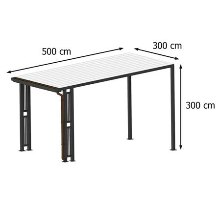โรงจอดรถสำเร็จรูป หลังคาไวนิล มีรางน้ำฝน เสาตกแต่ง SUNSHIELD 3x5 เมตร_6