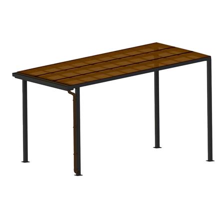 โรงจอดรถสำเร็จรูป หลังคาโพลีคาร์บอเนตแบบตัน มีรางน้ำฝน เสาธรรมดา SUNSHIELD 3x5 เมตร สีน้ำตาล