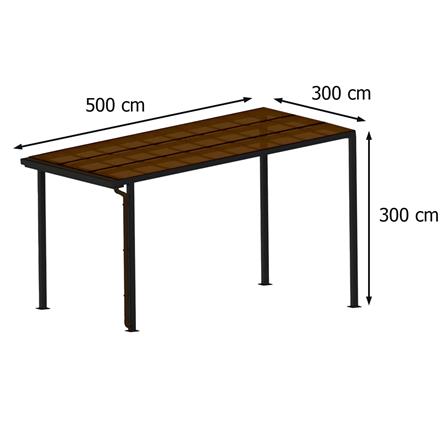 โรงจอดรถสำเร็จรูป หลังคาโพลีคาร์บอเนตแบบตัน มีรางน้ำฝน เสาธรรมดา SUNSHIELD 3x5 เมตร สีน้ำตาล_6