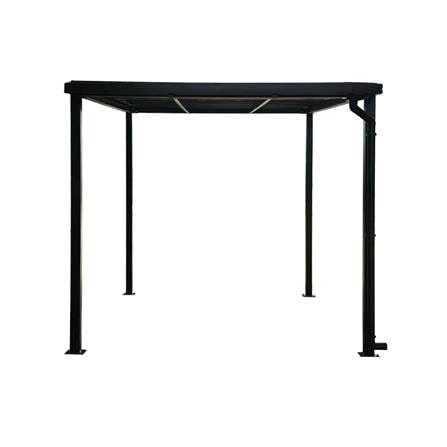 โรงจอดรถสำเร็จรูป หลังคาโพลีคาร์บอเนตแบบตัน มีรางน้ำฝน เสาธรรมดา SUNSHIELD 3x5 เมตร สีน้ำตาล_1