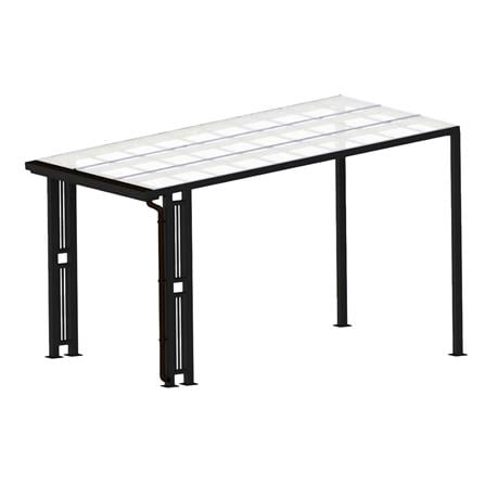 โรงจอดรถสำเร็จรูป หลังคาโพลีคาร์บอเนตแบบตัน มีรางน...