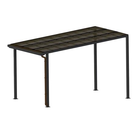 โรงจอดรถสำเร็จรูป หลังคาโพลีคาร์บอเนตแบบตัน มีรางน้ำฝน เสาธรรมดา SUNSHIELD 3x5 เมตร สีเทา_0