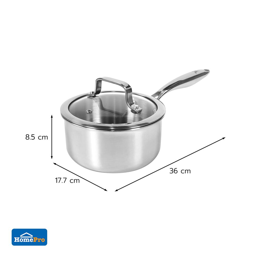 หม้อด้ามสเตนเลสพร้อมฝา 16 ซม. KECH BRAVE IH