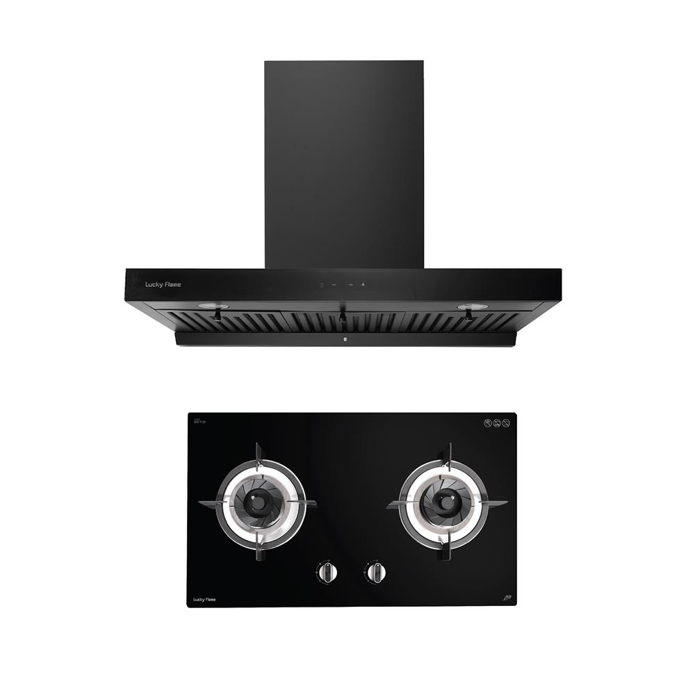 เตาฝัง+เครื่องดูดควัน LUCKY FLAME LGS9122+RG971T(B)