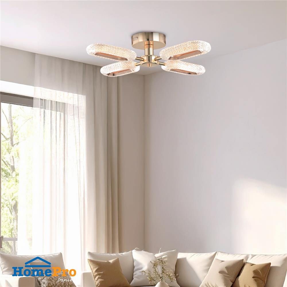 ไฟถาด LED CARINI H6212/20W 20 วัตต์ DAYLIGHT/COOL WHITE/WARM WHITE สีทอง/ใส 4 หัว