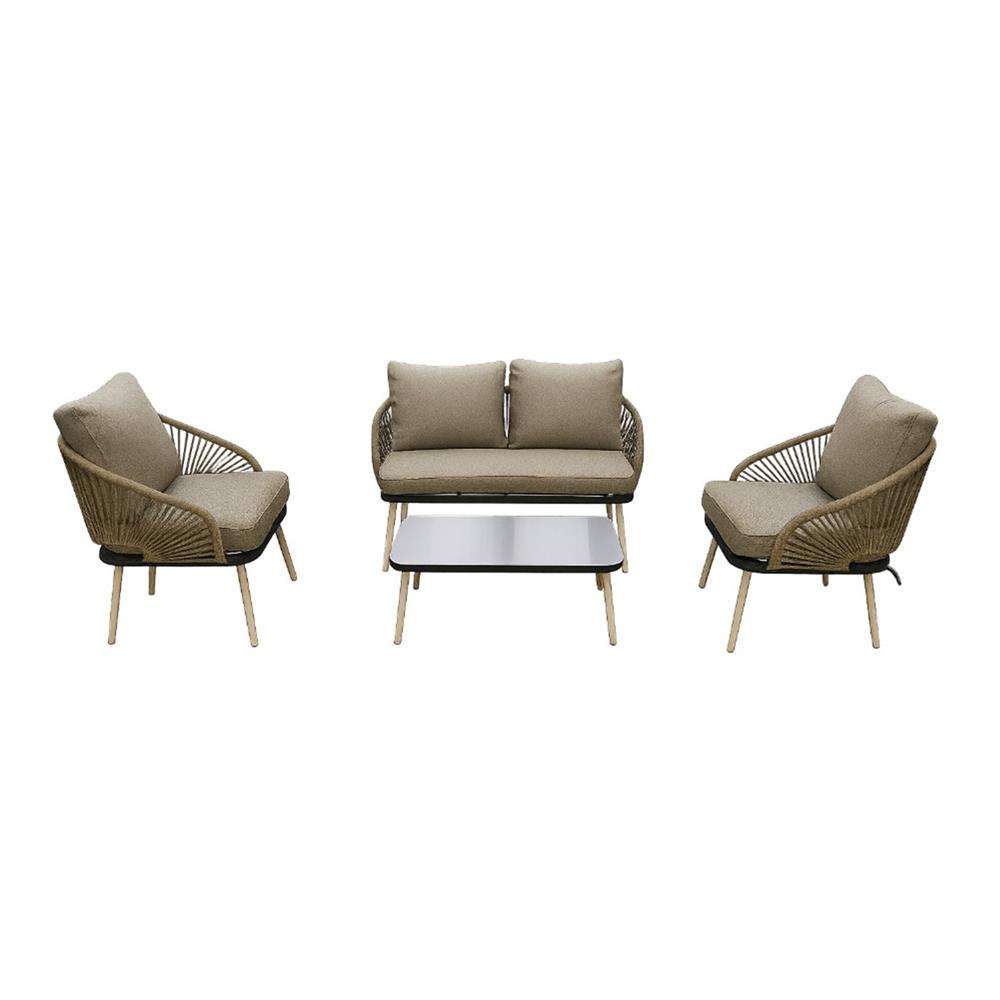 ชุดโซฟาสนาม 4 ที่นั่ง SPRING LINDA สีเทา/น้ำตาล