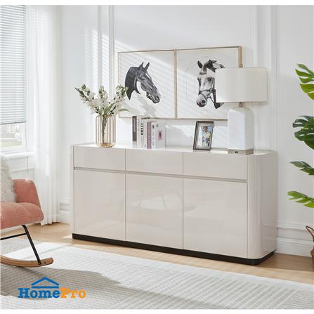 ตู้เตี้ย บานผสม BENETTA GLAMORI 180 ซม. สีเทา/ลายหินอ่อนขาว_1