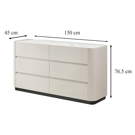 ตู้ลิ้นชัก 6 ลิ้นชัก BENETTA GLAMORI 150 ซม. สีเทา/ลายหินอ่อนขาว_3