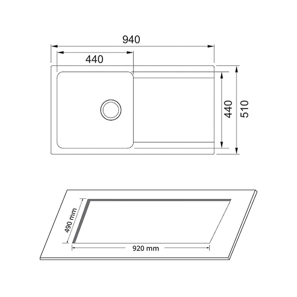 ซิงค์ฝัง 1 หลุม 1 ที่พัก FRANKE OID 611-94 BLACK สีดำ