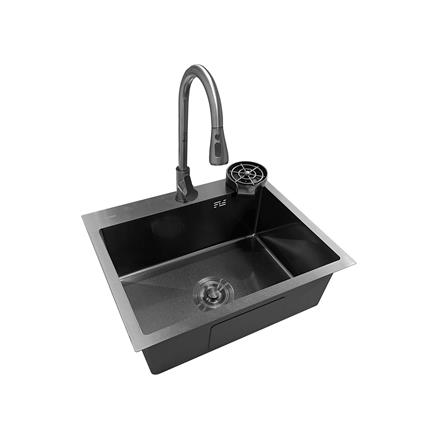 ซิงค์ฝัง 1 หลุม KUCINE SKY 55451B RIN สีเทาดำ_1