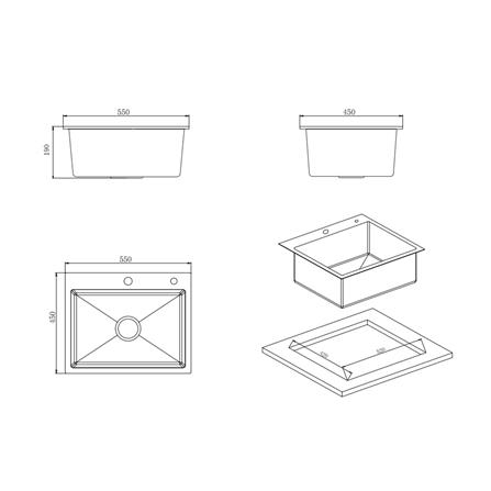 ซิงค์ฝัง 1 หลุม KUCINE SKY 55451B RIN สีเทาดำ_3