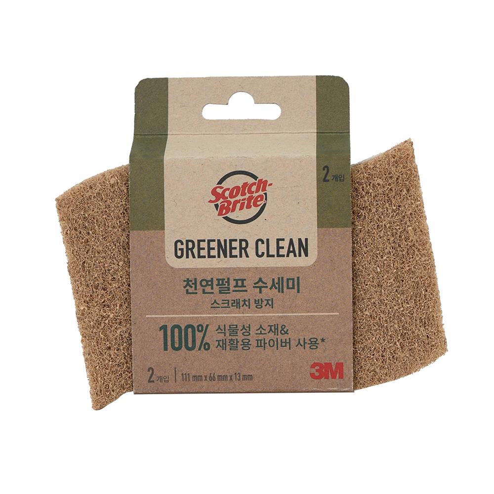 ฟองน้ำเซลลูโลสพร้อมแผ่นใยขัด SCOTCH-BRITE GREENER CLEAN สำหรับงานขัดไร้ริ้วรอย (แพ็ก 2 ชิ้น)