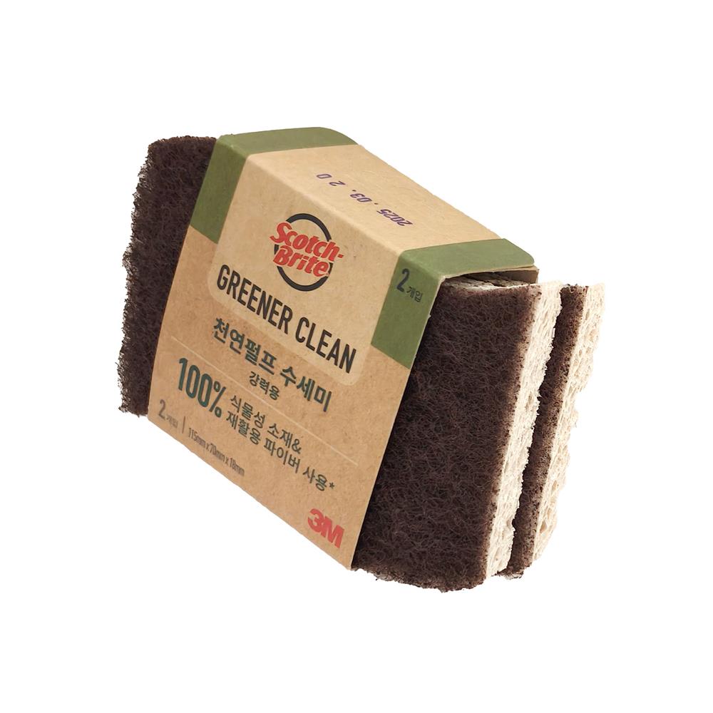 ฟองน้ำเซลลูโลสพร้อมแผ่นใยขัด SCOTCH-BRITE GREENER CLEAN สำหรับงานขัดทั่วไป (แพ็ก 2 ชิ้น)