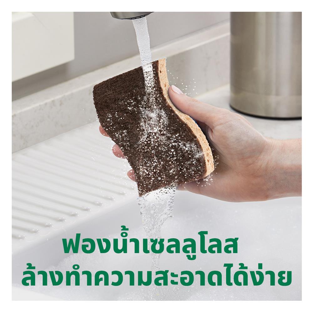 ฟองน้ำเซลลูโลสพร้อมแผ่นใยขัด SCOTCH-BRITE GREENER CLEAN สำหรับงานขัดทั่วไป (แพ็ก 2 ชิ้น)
