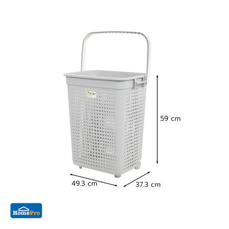 ตะกร้าผ้าล้อลาก PLIM BUBBLE HH-1226 สีเทา_6