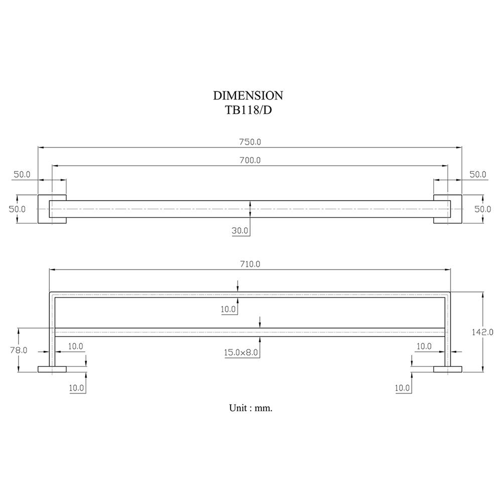 ราวแขวนผ้า HANG TB-118/D สีโครม