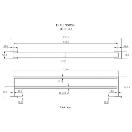 ราวแขวนผ้า HANG TB-118/D สีโครม_3