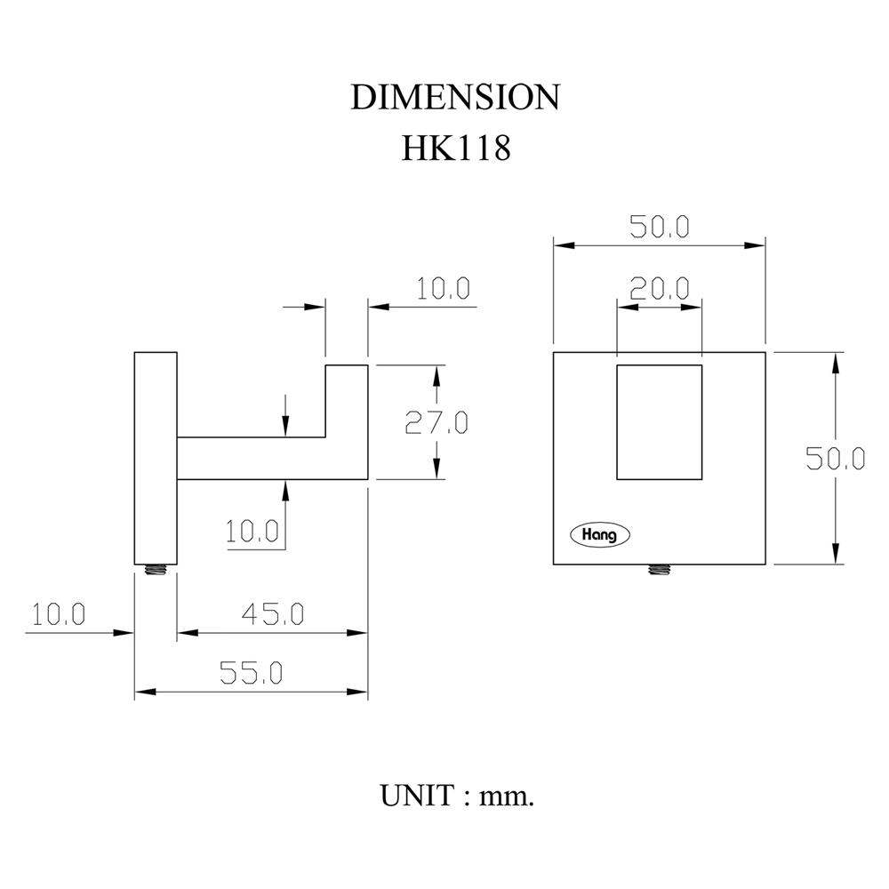 ขอแขวนผ้า HANG HK-118 สีโครม