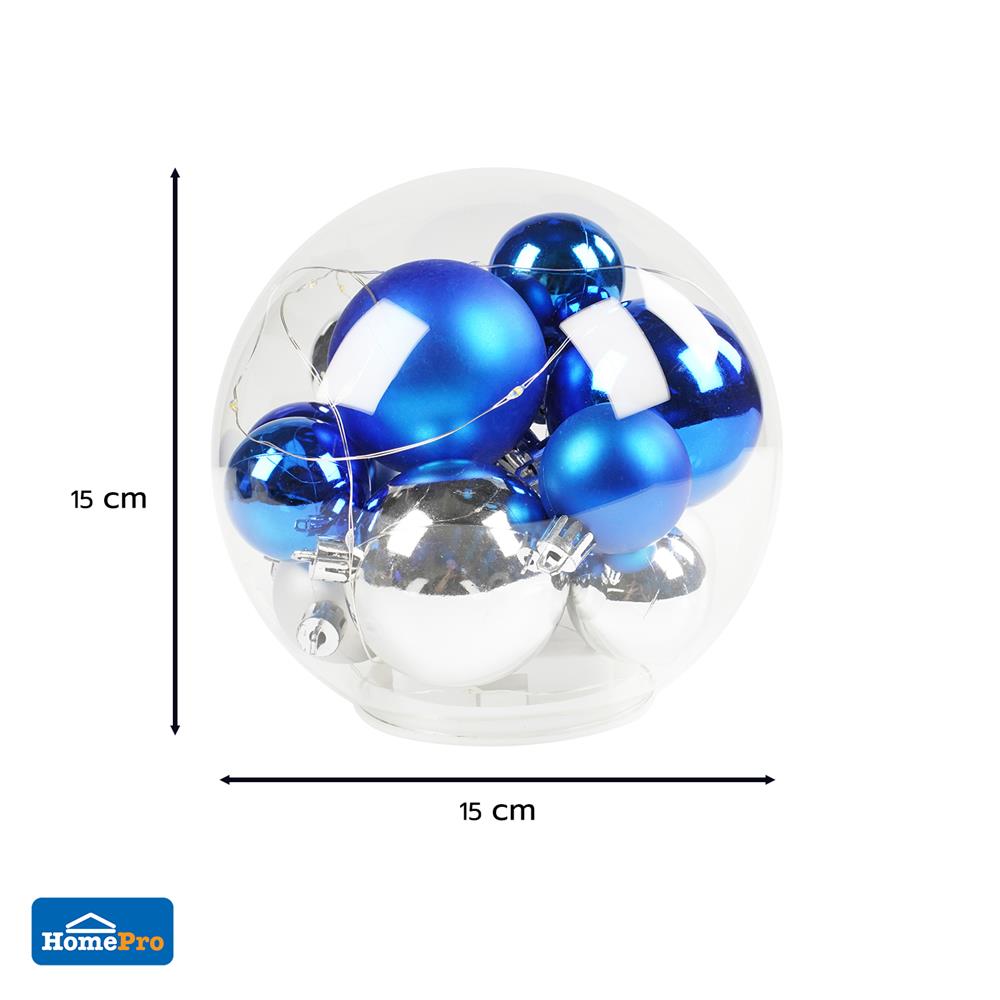 กล่องไฟตกแต่ง SNAZZ  โหลแก้ว-บอล สีน้ำเงิน-เงิน