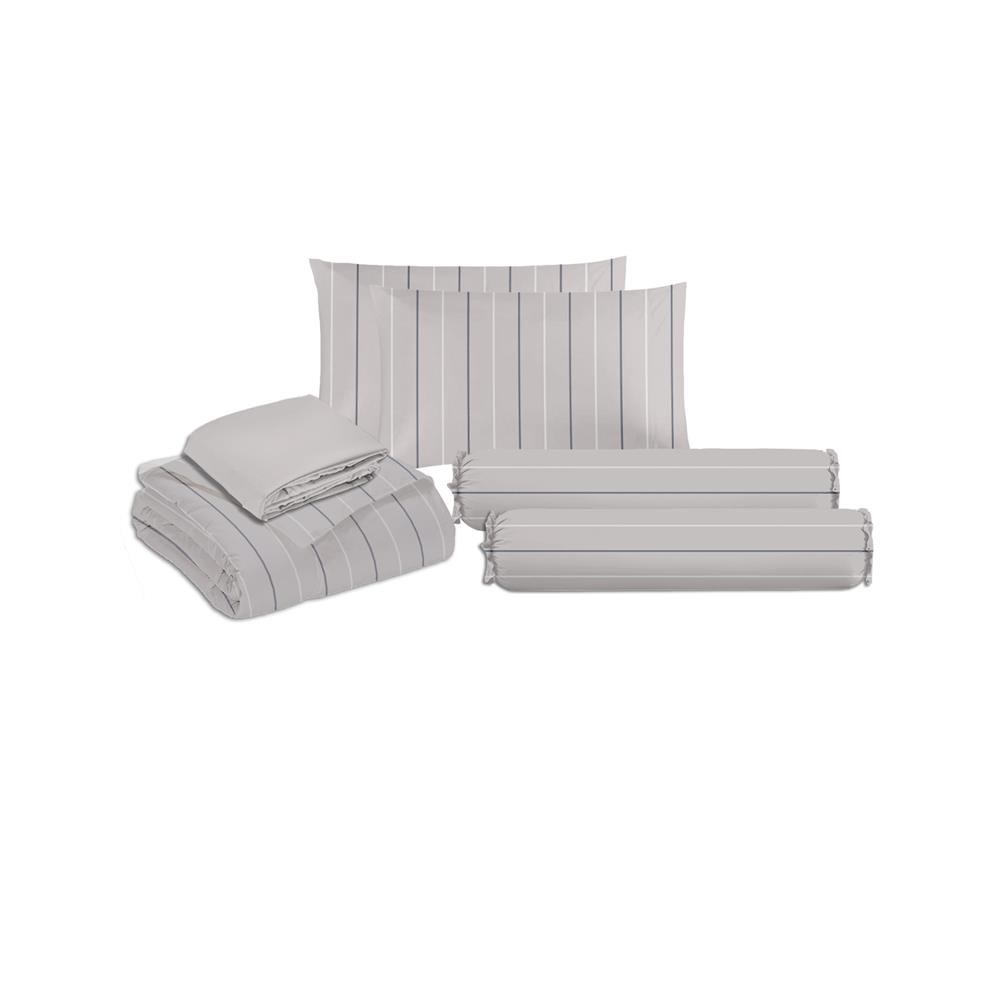 ชุดผ้าปูที่นอน 6 ฟุต (ชุด 6 ชิ้น) HOME LIVING STYLE PINSTRIPE สี GREY