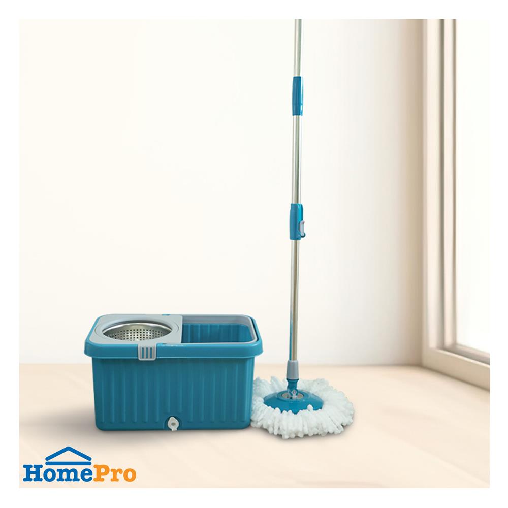 ชุดถังปั่นสเตนเลสพลาสติกพร้อมไม้ม็อบ ACCO สีเทา/ฟ้า